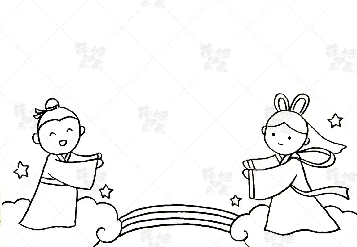 相约七夕用牛郎织女画出的七夕手抄报简单又好看哦