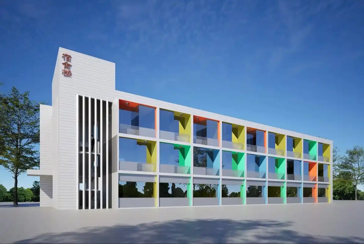 学校宿舍楼办公楼教学楼外立面造型效果设计.