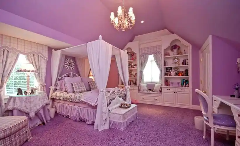 紫色豪华公主卧室装修效果图