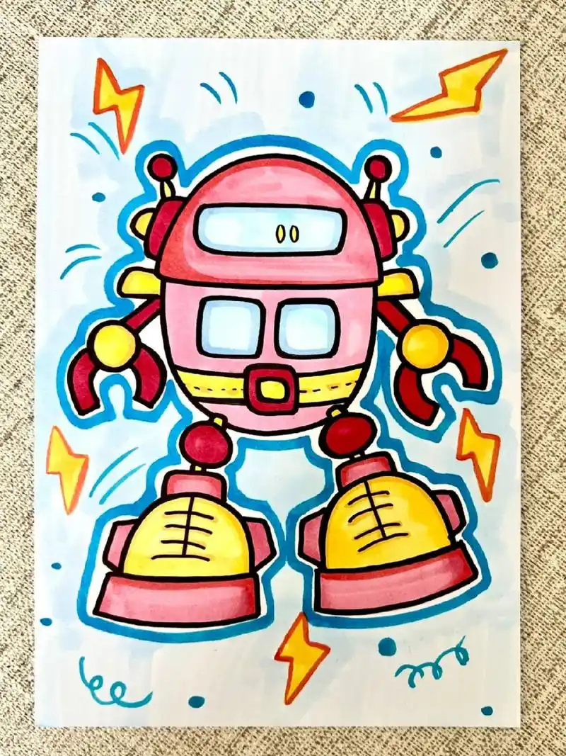儿童画机器人 (附带步骤线稿)