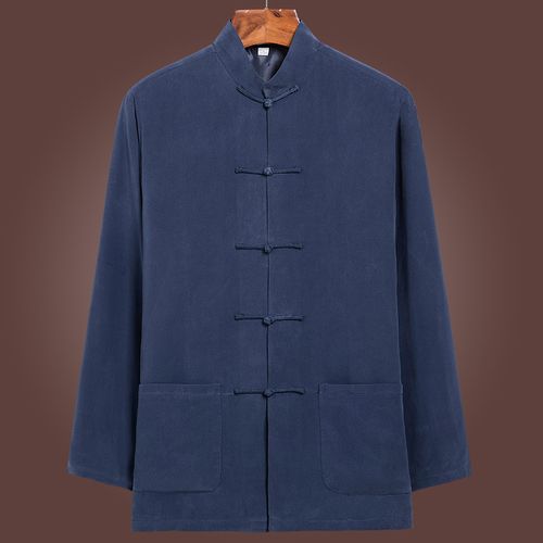 君子企鹅(junziqie)真丝唐装男春秋上衣中式男装复古盘扣汉服桑蚕丝