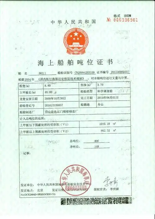 防止油污证书      海上货船适航证书      海上检验报告