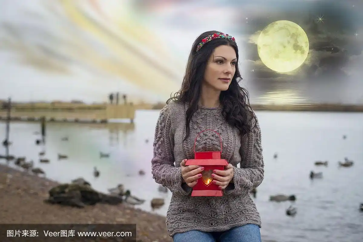 女人,算命先生,扫帚,水平画幅,夜晚