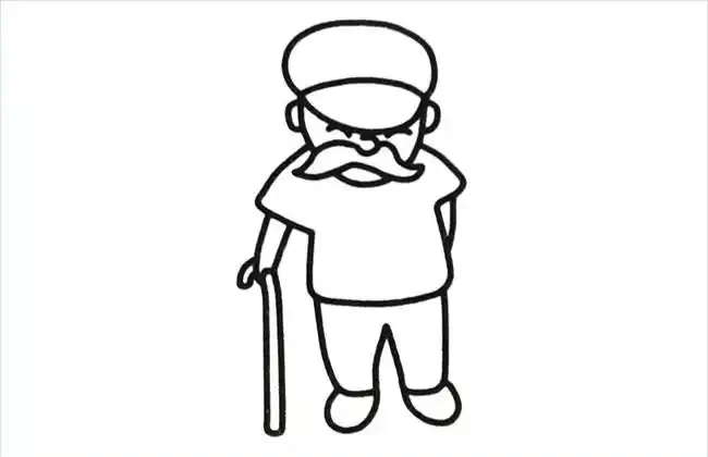 拄着拐杖的长胡子老爷爷简笔画图片,图片,简笔画-学笔画