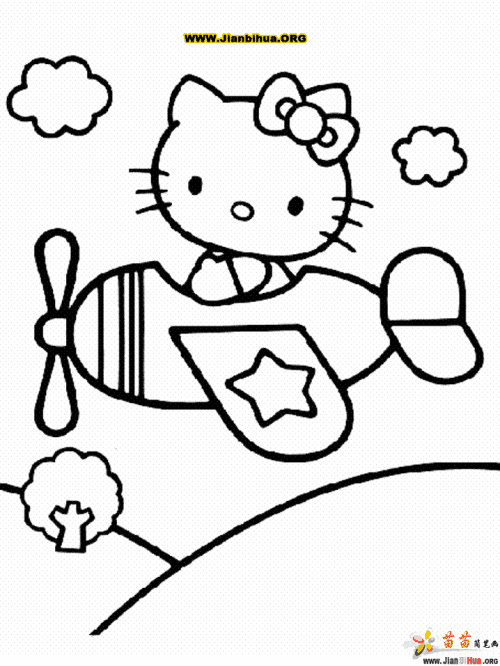 hello kitty       迪斯尼简笔画--凯迪猫 凯蒂kitty猫涂色图32