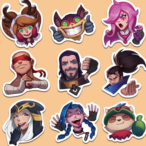50张lol贴纸lol表情包沙雕个性创意提莫塞拉斯弱爆装饰防水贴纸.