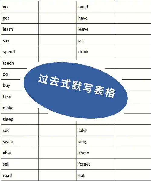 过去式默写表格
