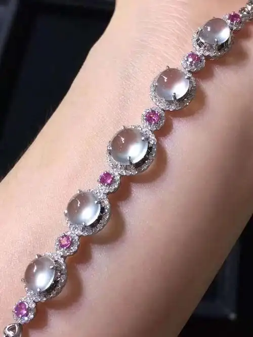 82239翡翠玻璃种蛋面手链