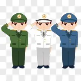 五星红旗海陆空三军军人