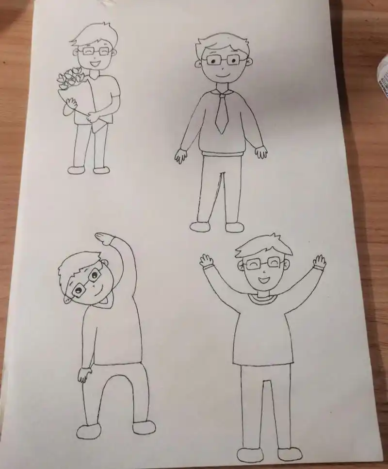 随手画个简笔画之爸爸 这次画的是人物哦 送花的爸爸(这个爸爸比例