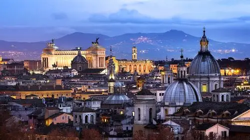 罗马,意大利,建筑,城市,晚上,房子,灯 壁纸