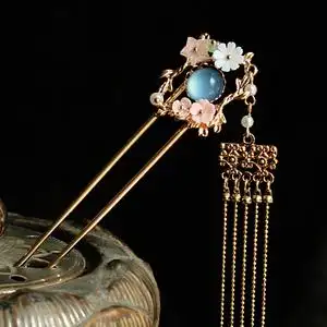 古装头饰发簪步摇汉服簪子女流苏及笄礼古风步摇钗u型过年头饰