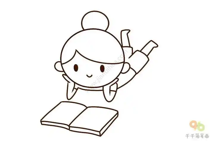 看书的女孩简笔画步骤图女孩简笔画看书的小女孩简笔画图片出小女孩的