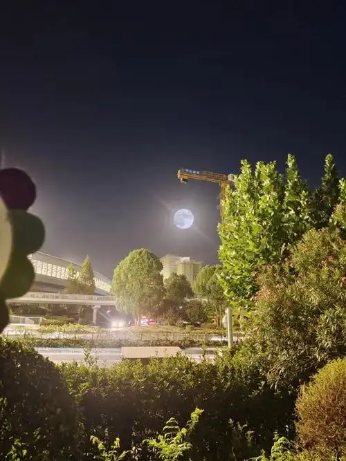 把月亮吊起来.城市摄影队@江华 摄一轮圆月.