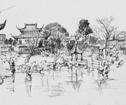 画狮子林简笔画