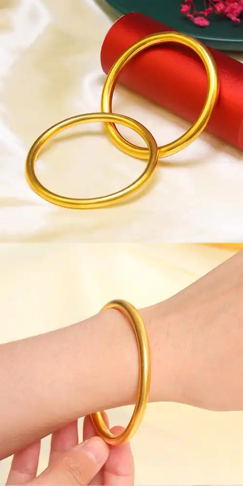 老凤凰黄金手镯传承古法足金999光面传统女款抖音同款复古婚嫁系列整