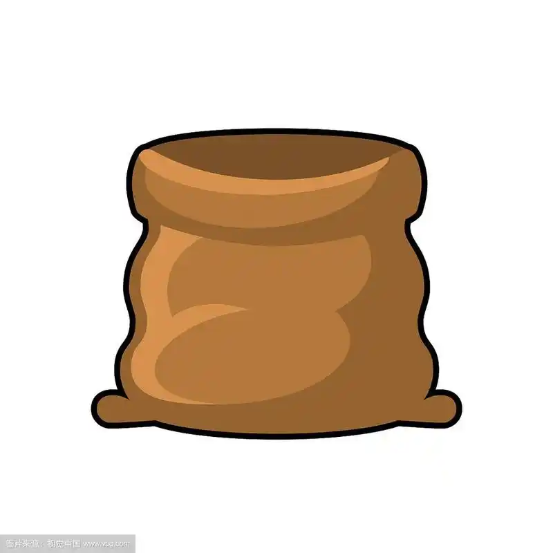 纺织布袋开空孤立棕色布袋上