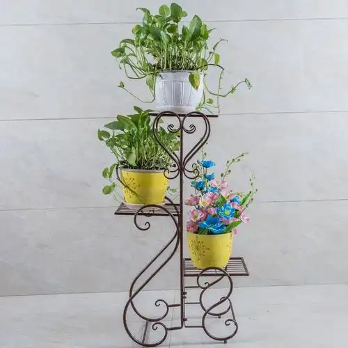 欧式多层铁艺花架客厅落地式花架子室内绿萝吊兰花盆架花几