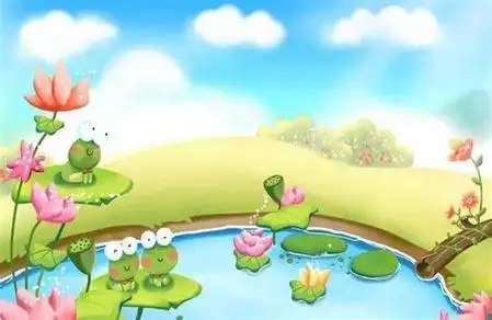 小池塘简笔画彩色