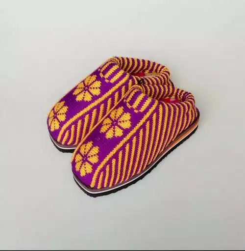 精选棉拖保暖手工编织毛线棉拖鞋棉鞋保暖棉鞋防滑耐磨居家保暖婚嫁