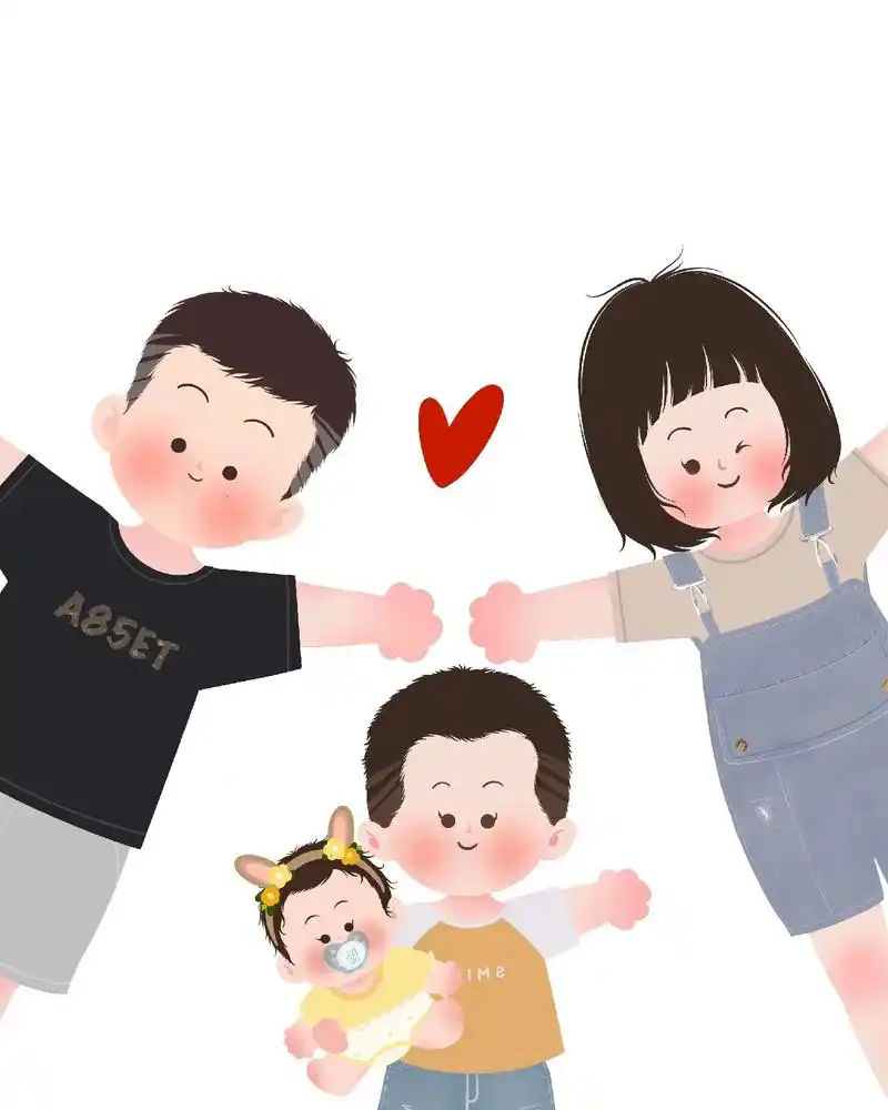 我的卡通全家福可爱吧#漫画 #人类幼崽  - 抖音