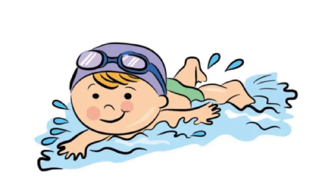 他们带着游泳圈和游泳衣来到游泳池边,他们先换好了游泳衣.