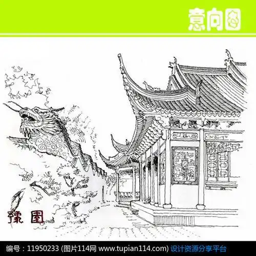 豫园商业街简笔画