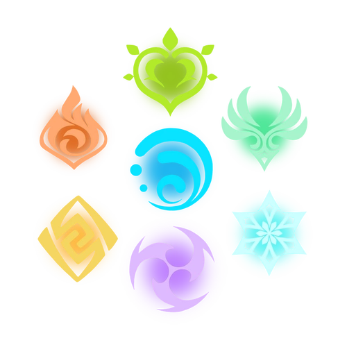 这次是原神七元素的透明底!