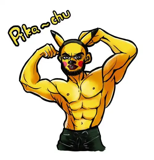 今天画点可爱的皮卡丘大肌肉男