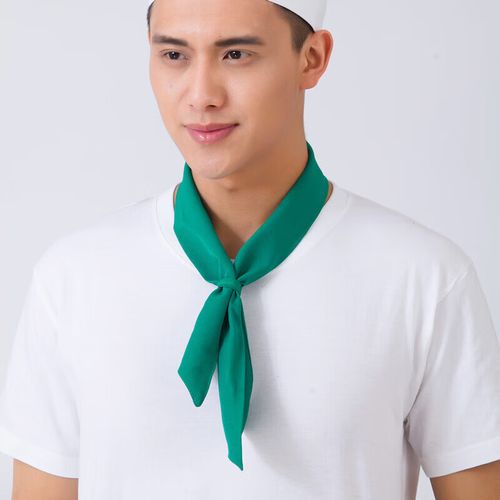 领巾围巾酒店厨房领带咖啡中西餐服务员工作三角头巾 绿色厨师三角巾