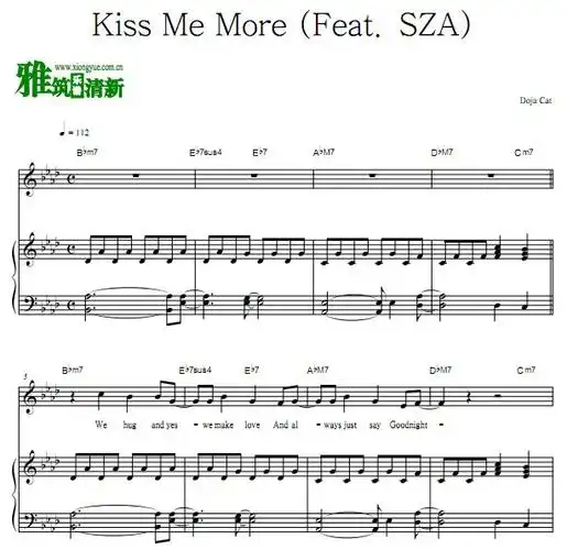 doja cat - kiss me more歌谱 弹唱钢琴谱 (feat. sza)