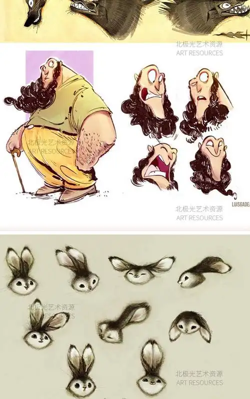 迪士尼动画卡通人物线稿表情手势情绪手稿线稿原画临摹图集素材淘宝网