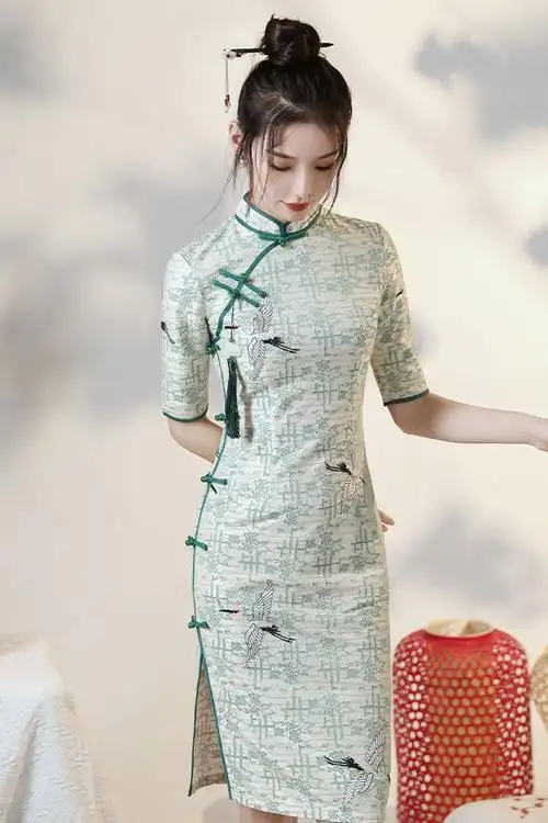 中国风女装旗袍2021年新款长款年轻款少女改良国潮连衣裙日常可穿