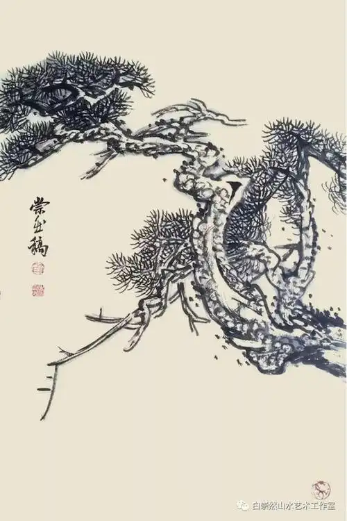 赞美松树的诗句值得收藏的88种国画松树画稿大全比芥子园还要细致