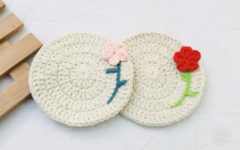 钩针编织小清新花朵杯垫茶杯隔热垫茶壶垫子钩法 新手教程@么么鱼手工