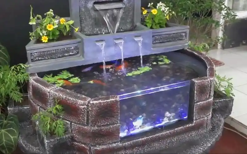 【鱼缸】用水泥和轻质砖制作鱼缸装饰!