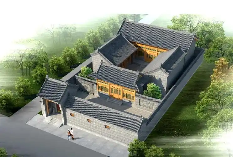 一层自建房 四合院小院子乡村住宅
