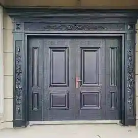 铝合金大门别墅铸铝门卡门自建房对开四开子母防盗家用农村入户门