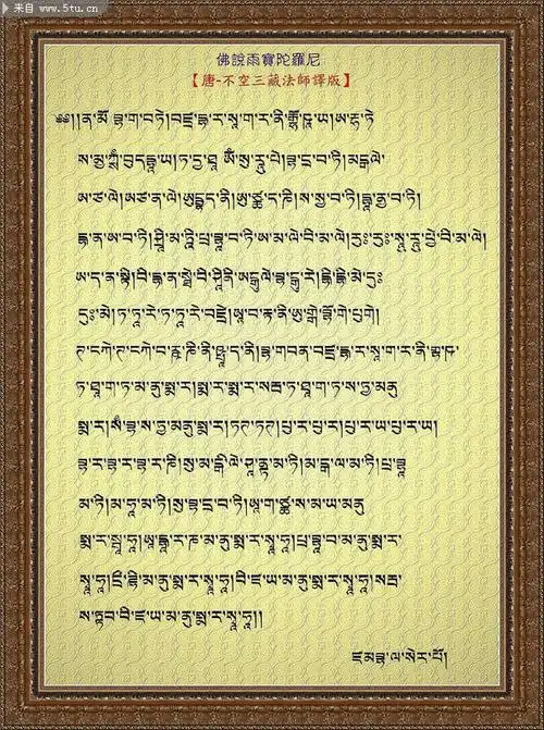 图片介绍当前图片:佛说雨宝陀罗尼经文图片,主题为