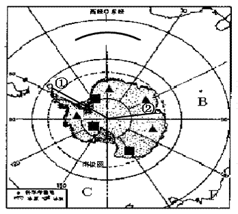 完成下列要求:(11分) 材料一:南极地区略图 材料二:南极地区气候资料