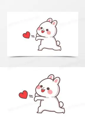 手绘卡通兔子发射爱心表情免抠素材