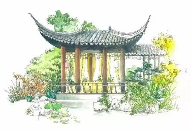 求古代走廊手绘图片,正向图