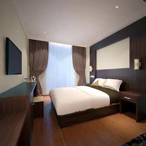 爱旅时代 快捷宾馆酒店旅馆客房大床房高档装饰床头屏 床架子定制