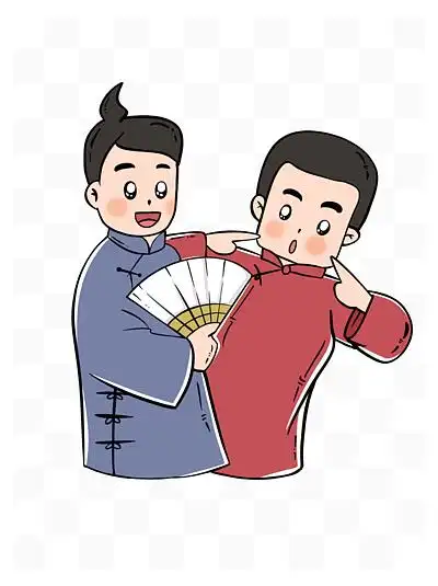手绘卡通说相声的演员