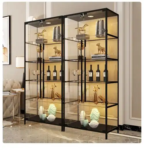 标努轻奢玻璃门餐厅酒柜靠墙现代简约家用客厅透明展示柜一体小红酒柜