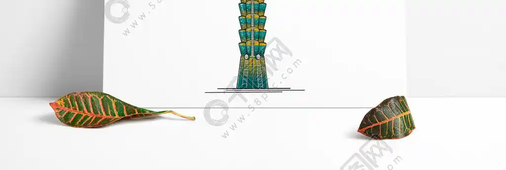 手绘地标性建筑台北101大楼插画