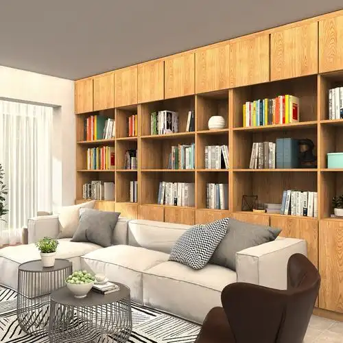 沙发背后别浪费拿来做整面书架墙 - 师夏设计效果图 - 每平每屋·设计
