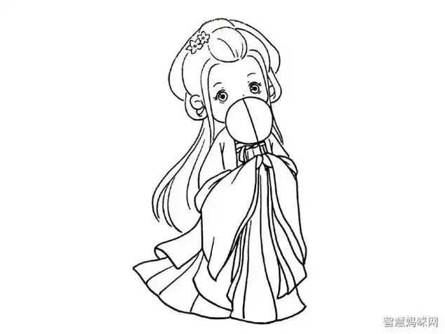 古代简笔画人物女孩大图