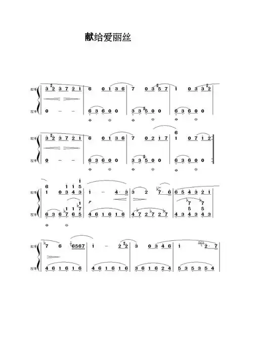 【献给爱丽丝】钢琴曲(简谱)