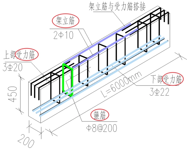 (4)分布筋——用于屋面板,楼板内,与板的受力筋垂直布置,将承受的重量